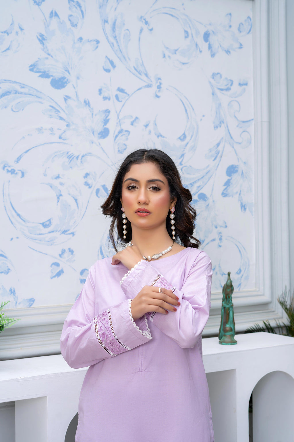 Stitched 2-Piece Suit – Lavender Elegance with Subtle Detailing