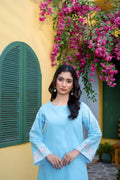 Stitched 2-Piece Suit – Sky Blue Elegance with Embroidered Detailing