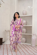 Delicate Light Pink 3-Piece Printed Cotton Suit
