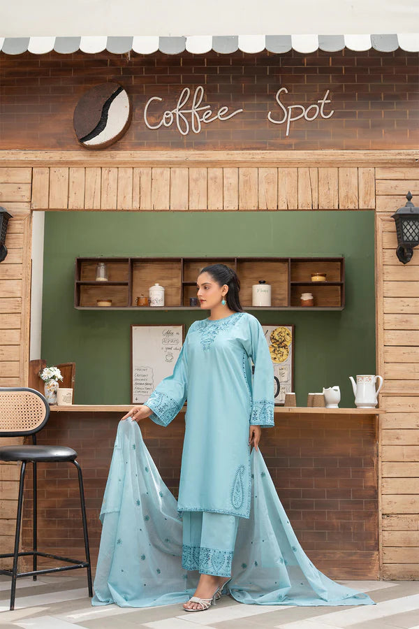 Elegant Floral Cotton 3 Piece Suit