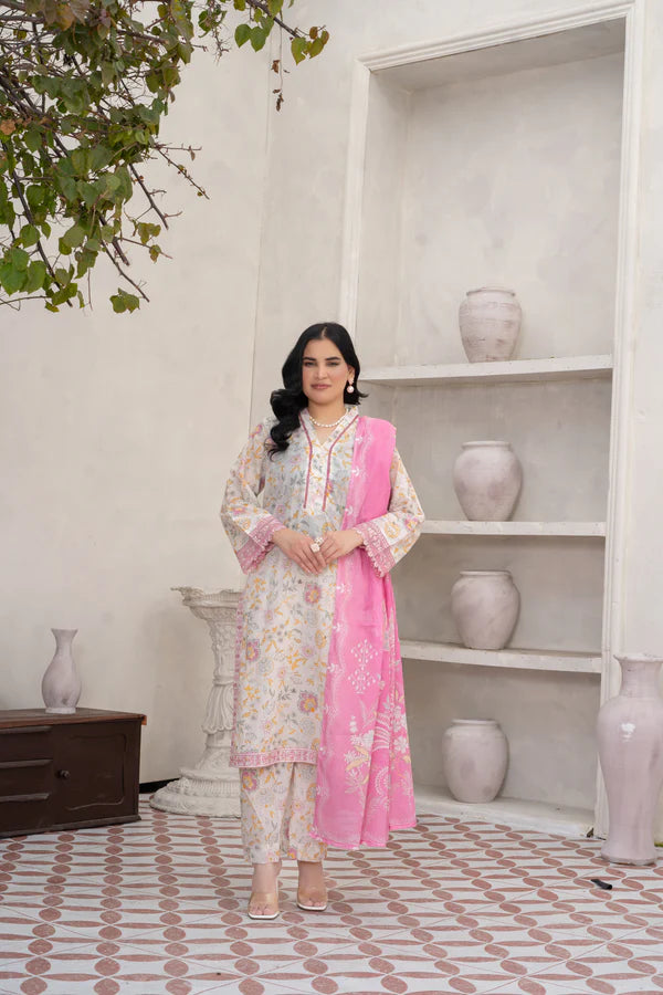 Vibrant Floral 3-Piece Printed Cotton Suit