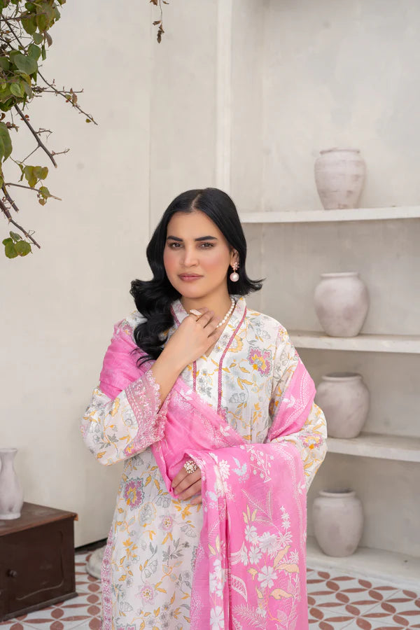 Vibrant Floral 3-Piece Printed Cotton Suit