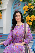 Stitched 3-Piece Suit – Purple Bloom with Printed Dupatta