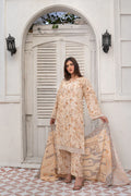 Chic Beige 3-Piece Printed Cotton Suit