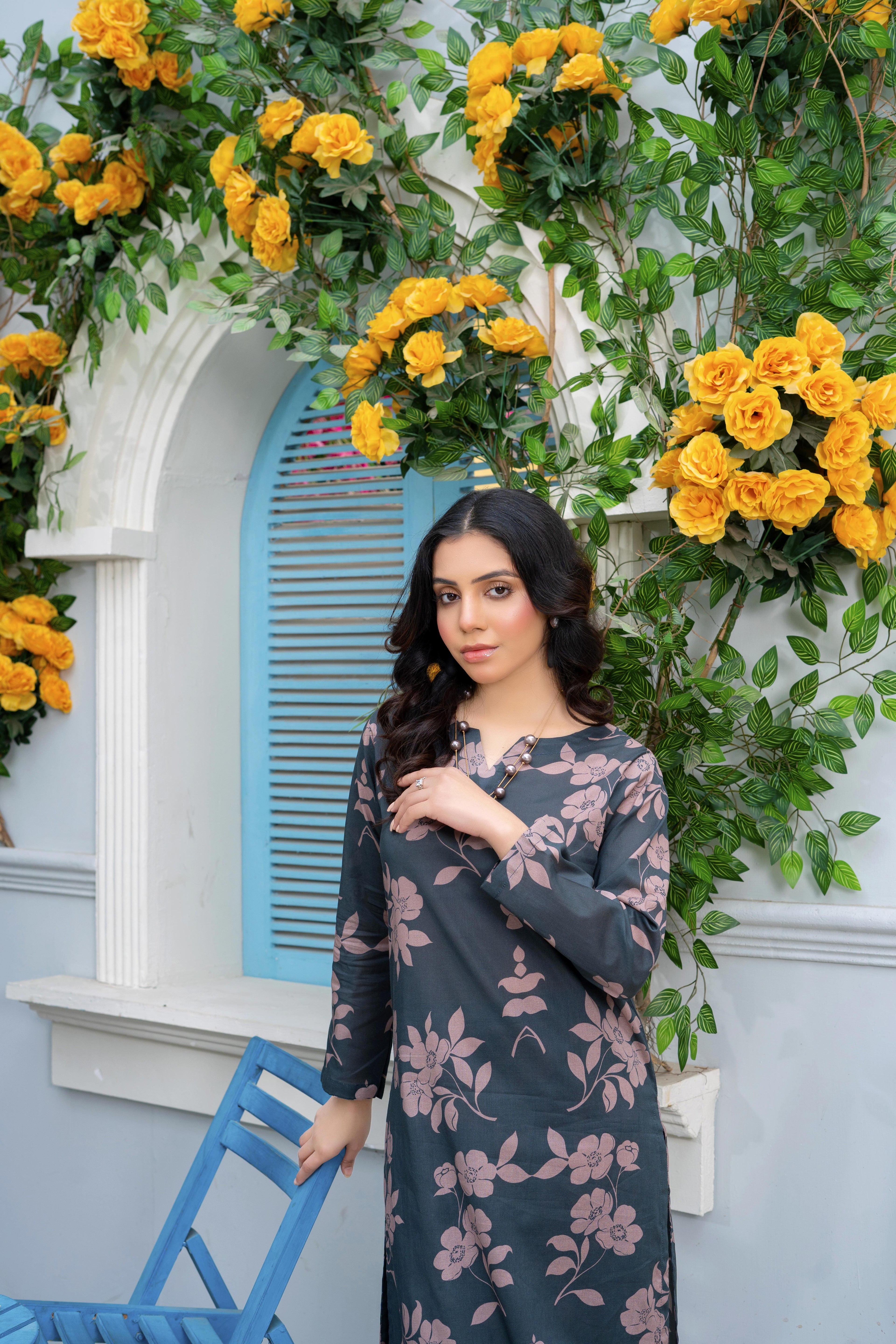 Stitched 2-Piece Suit – Midnight Bloom in Pink