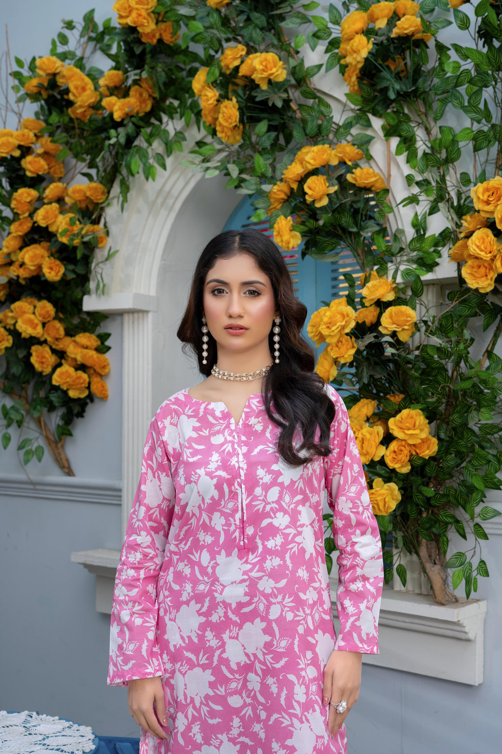 Stitched 2-Piece Suit – Blush Bloom in Pink & White