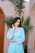 Stitched 2-Piece Suit – Serene Charm in Sky Blue